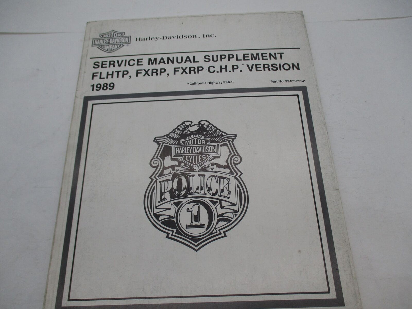 Harley Davidson Official 1989 Police Service Manual Supplement 99483-89SP