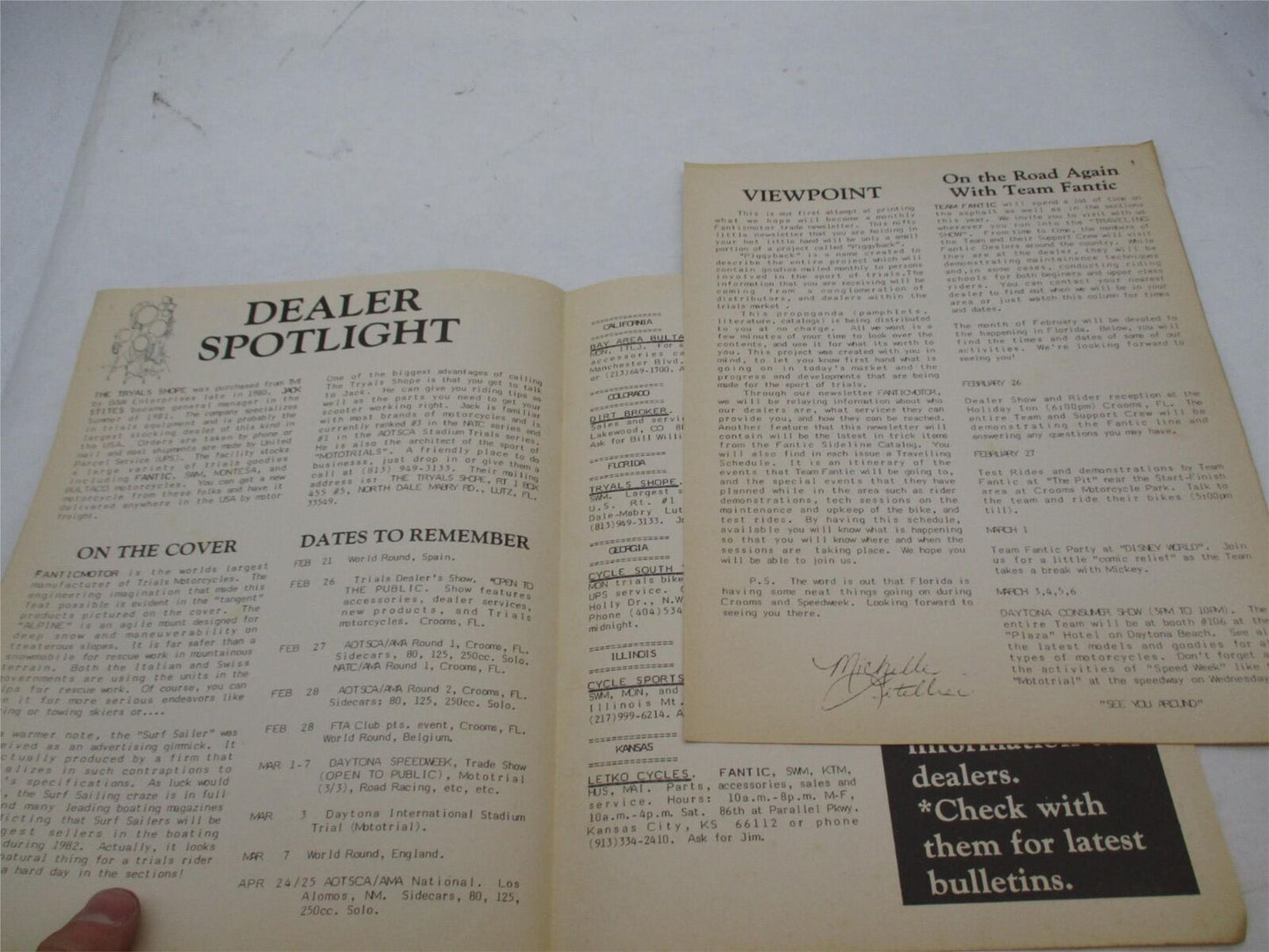 Vintage Original Fantic Motor 1982 Dealership Newsletter