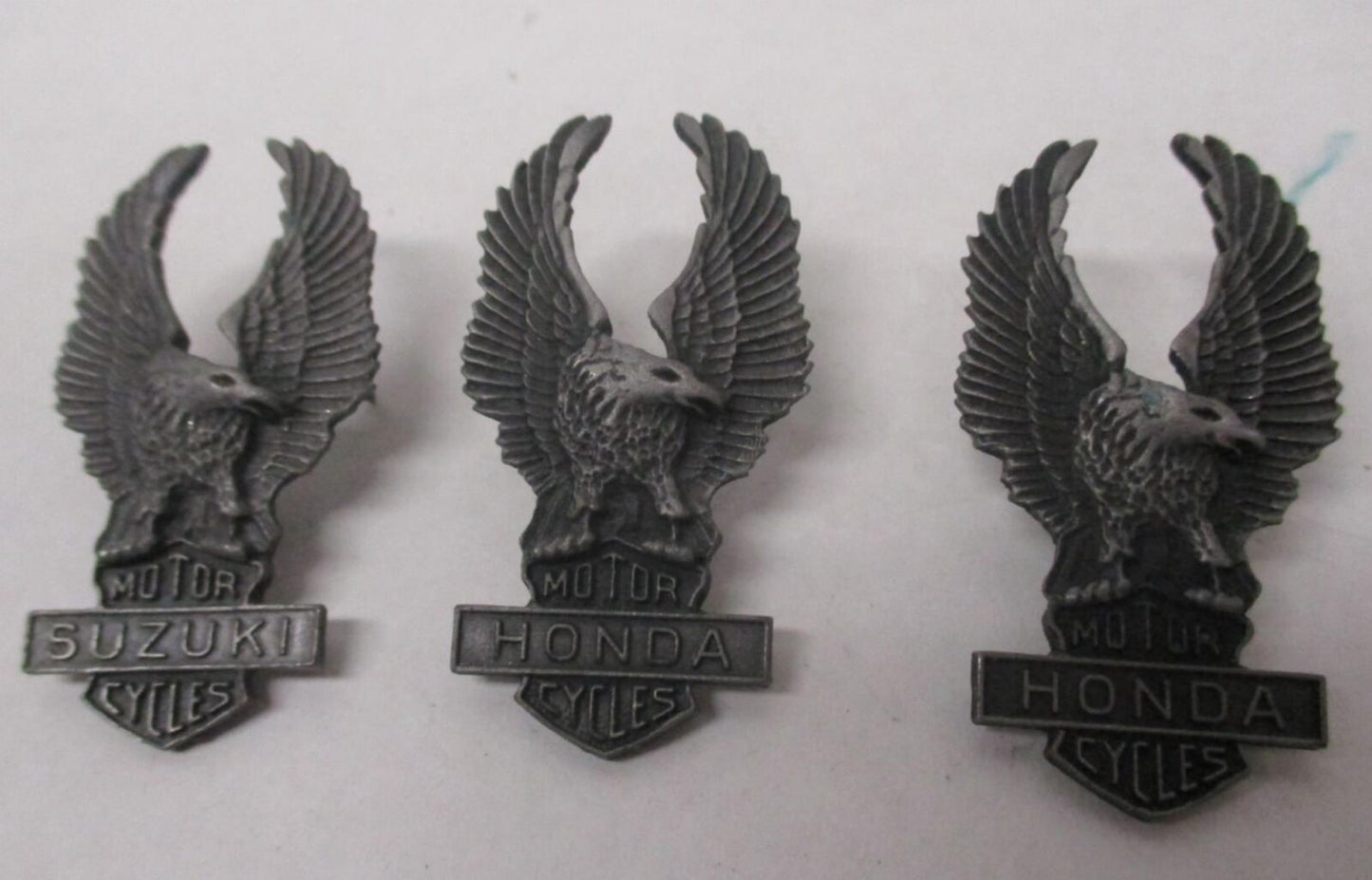Lot of (3) Honda Suzuki Motorcycle Eagle Jacket Vest Pins No Backs