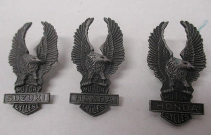 Lot of (3) Honda Suzuki Motorcycle Eagle Jacket Vest Pins No Backs