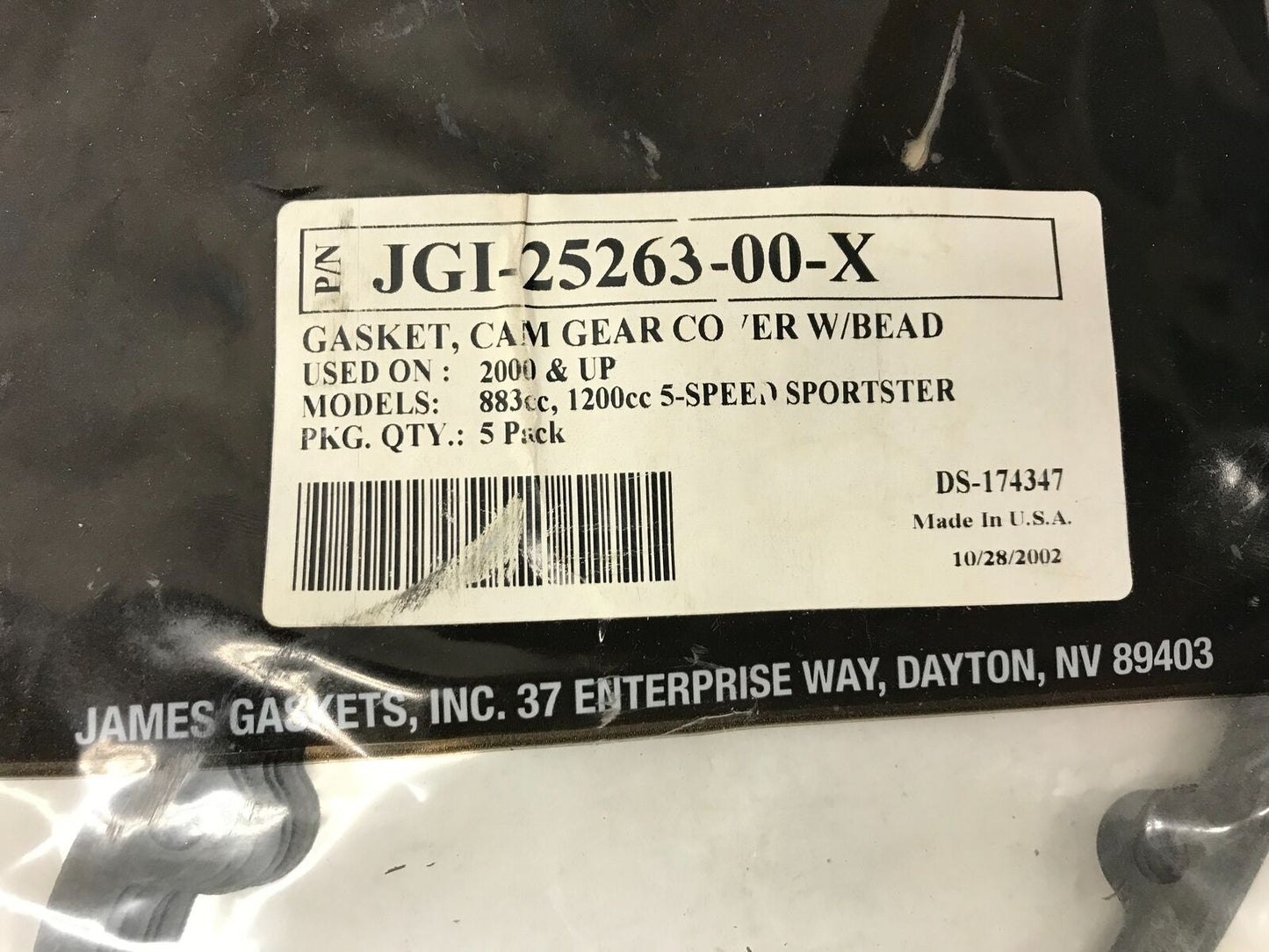 Harley JGI-25263-00-X Lot of (5) Cam Gear Cover Gasket