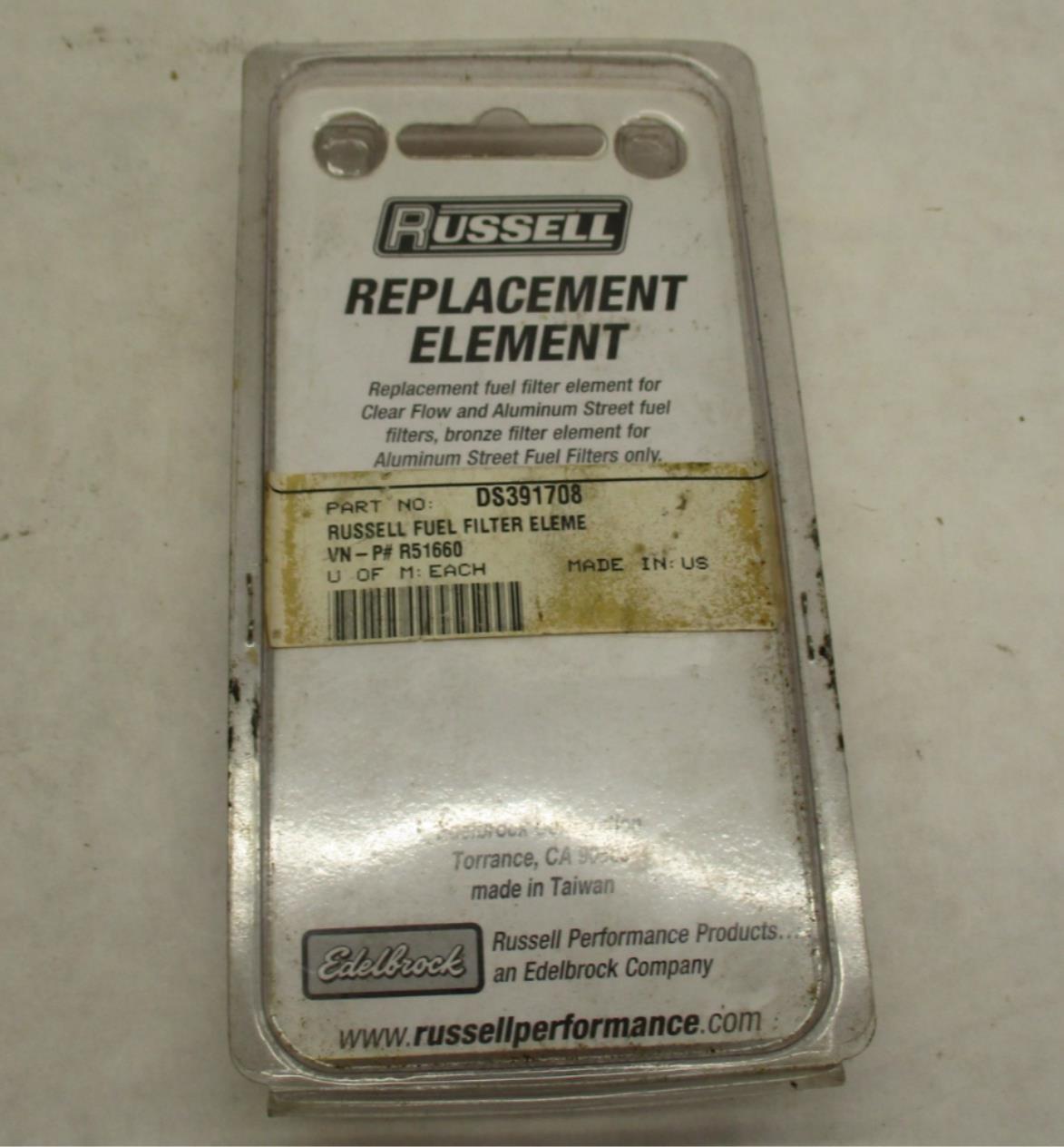 Russell Fuel Filter Element DS-391708 R51660 5/16 Alloy