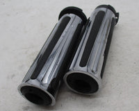 Harley Davidson Pair of Chrome Ribbed Rubber Handlebar Grips