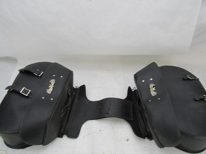 Set of Harley Davidson Universal Pleather Black Saddle Bags w/ Eagle Star Emblem