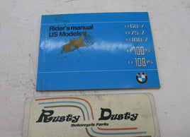 BMW US Rider's Manual US Models R60/7 R75/7 R100/7 R100S R100RS Manual Book