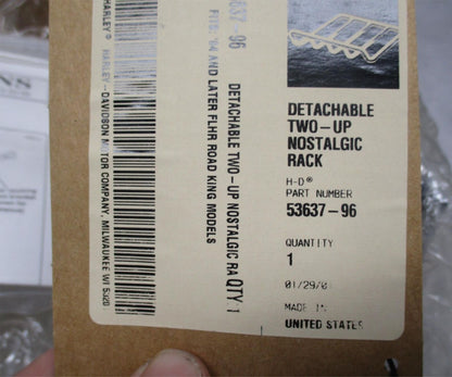 Harley Davidson Genuine NOS Detachable Two-Up Nostalgic Rack 53637-96 FLHR