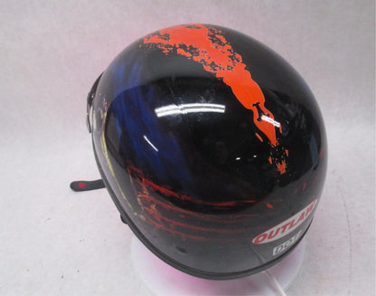 Outlaw Black and Red Large L T-70 Motorcycle Half Helmet 59-60cm
