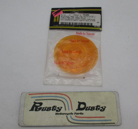Harley Custom Chrome Amber Replacement Flat Lens 92-142