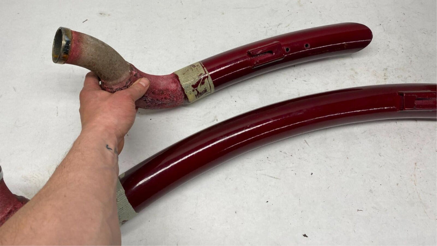 Harley Davidson Short Sweeping Staggered Exhaust Painted Red