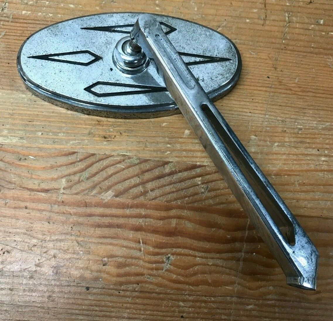 Chrome Oval Mirror Right Side Used Old School Patina Tribal Look Chopper Bobber