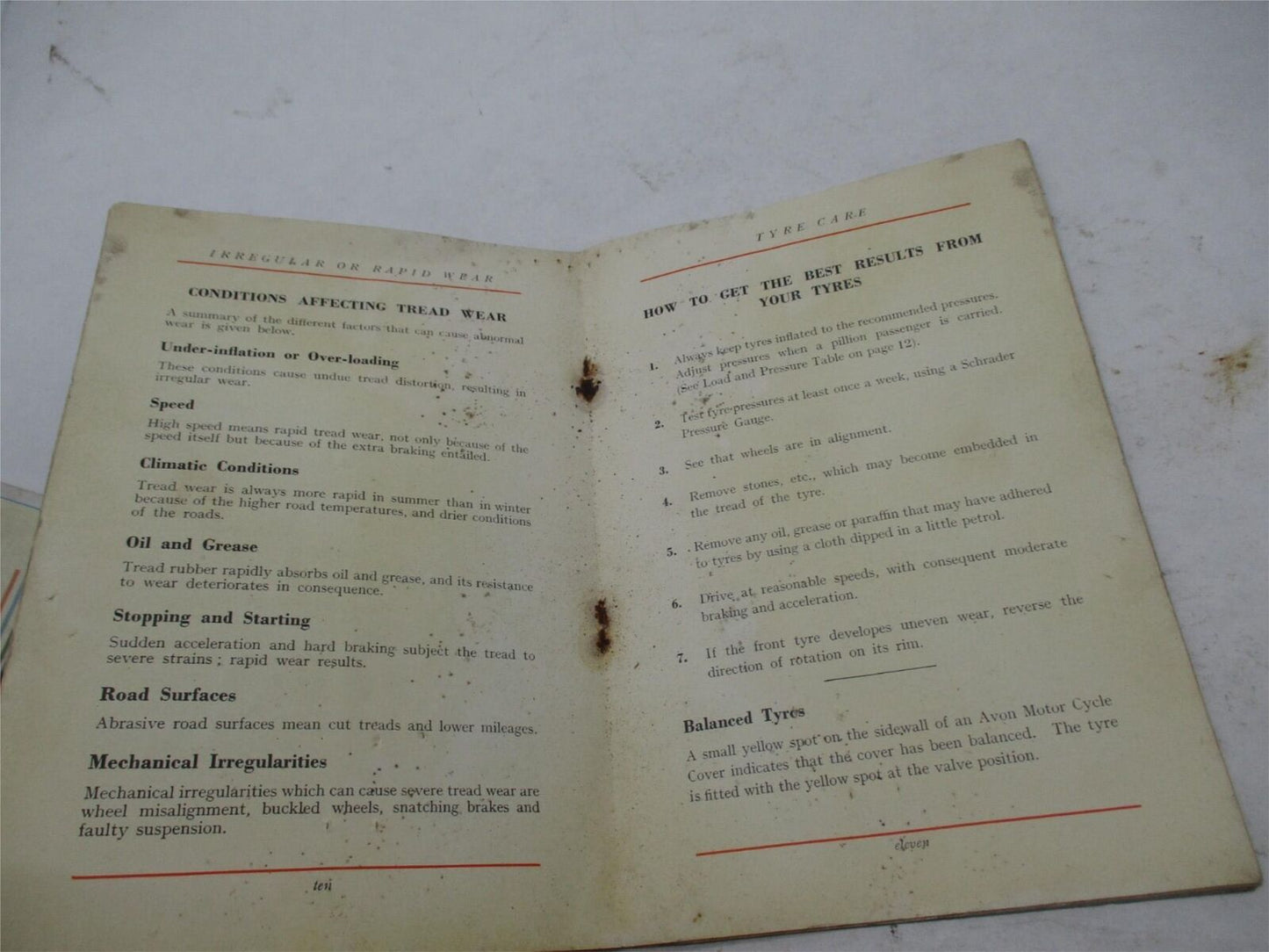 1930s The Motorcyclist Tyre Manual Book Avon India Rubber Company Melksham Wilts