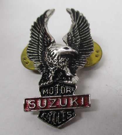 Suzuki Silver & Red Motorcycle Bike Cruiser Rider Vest Jacket Eagle Metal Pin