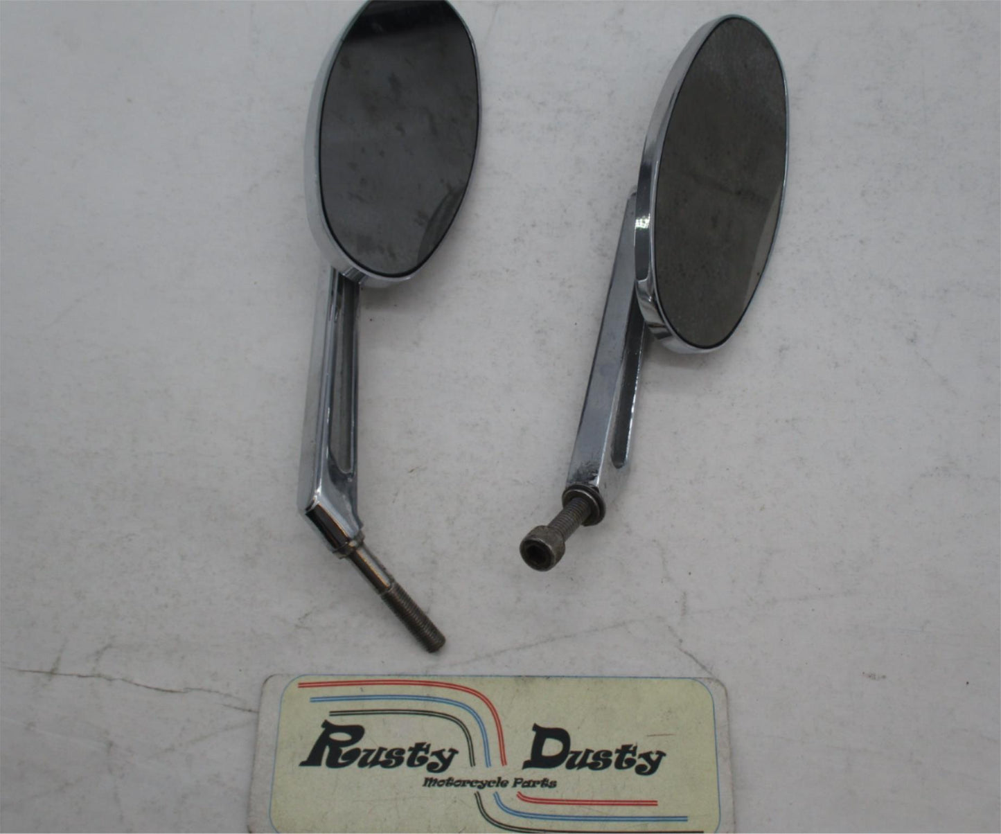 Pair of Harley Davidson Chopper Custom Oval Slotted Oval Mirrors