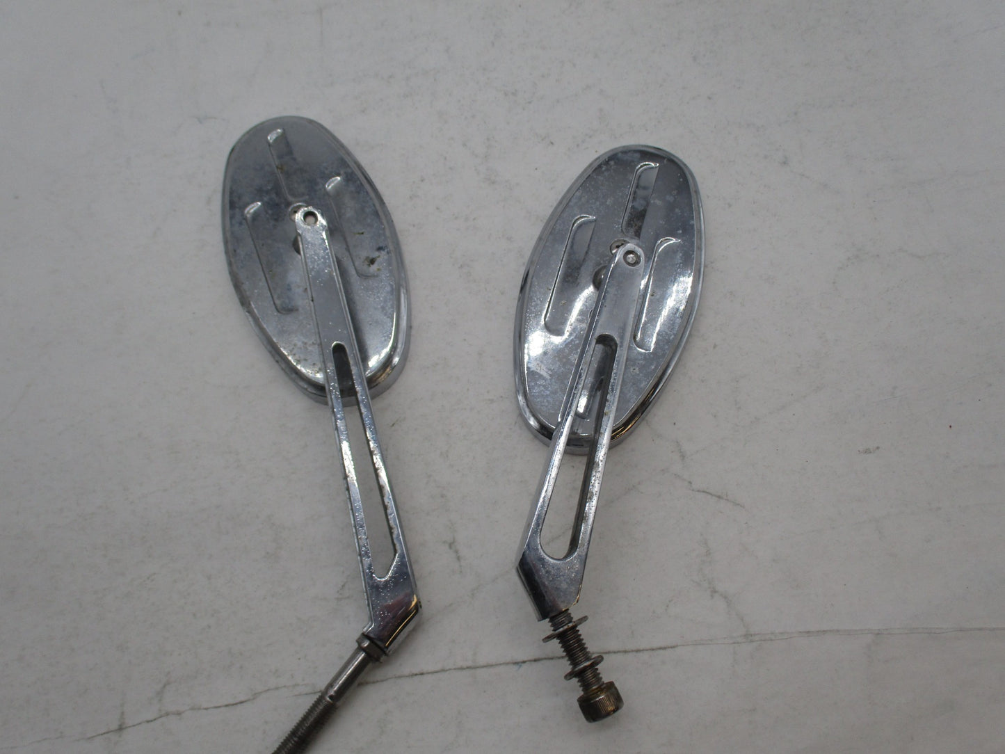 Pair of Harley Davidson Chopper Custom Oval Slotted Oval Mirrors